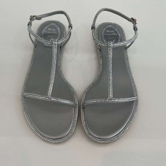 RENE CAOVILLA SILVER CRYSTAL SANDALS SIZE IT 37.5 / US 7.5 NEW! - Picture 3 of 15
